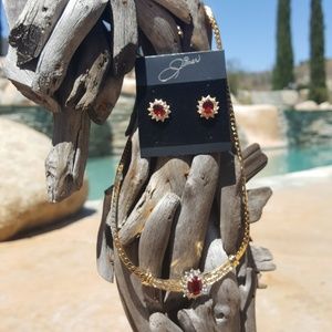 Necklace Earring Set 22K Gold Finished Swarovski